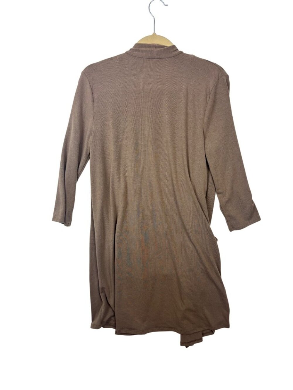 Z✨3/$30 enana Premium M Tan Taupe Open Front Cardigan 3/4 Sleeves Pockets - Picture 2 of 4